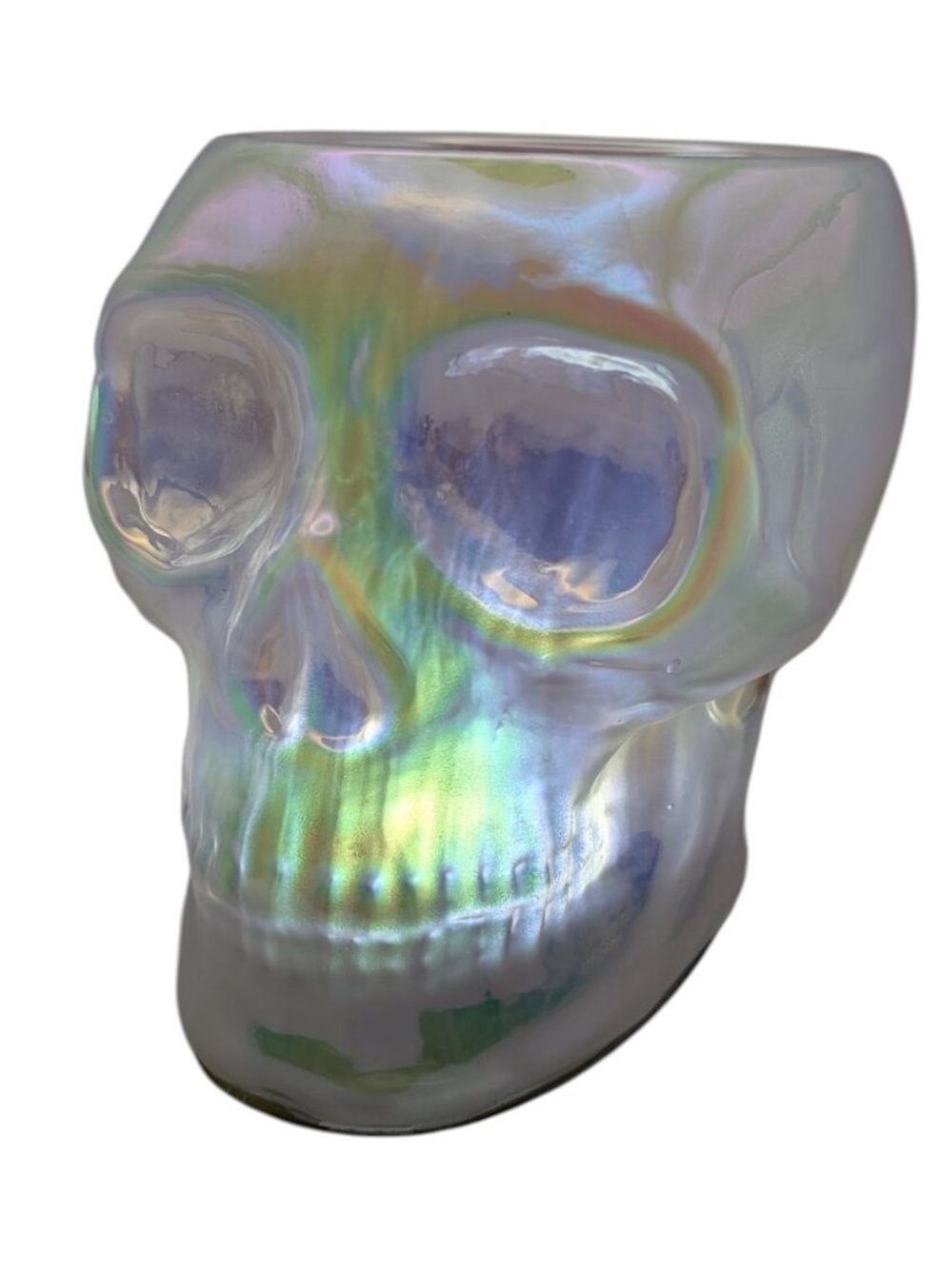 Bath & Body Works VIDEO Iridescent light up skull 3 wick candle holder